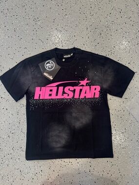 Hellstar Black Short-Sleeve Tee with Pink Logo
